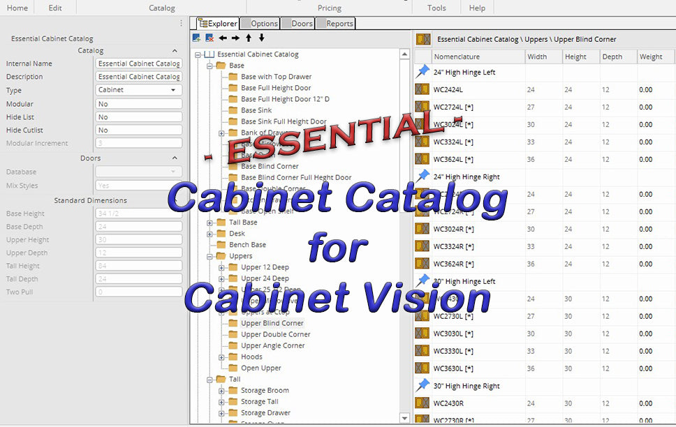 Essential Cabinet Catalog for Cabinet Vision