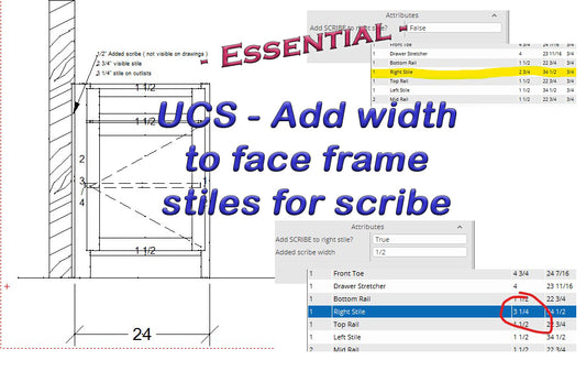 Essential UCS - Add width to face frame stiles for scribe